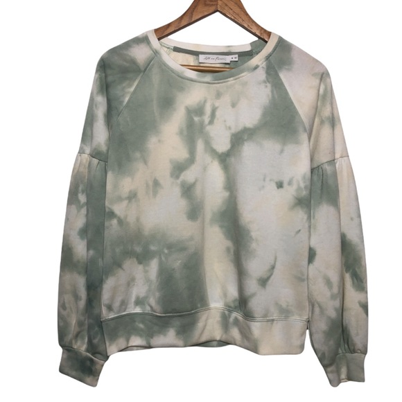 All in Favor Sage Tie Dye Crewneck Puffed Sleeved Sweatshirt Green Medium NEW - Picture 9 of 9